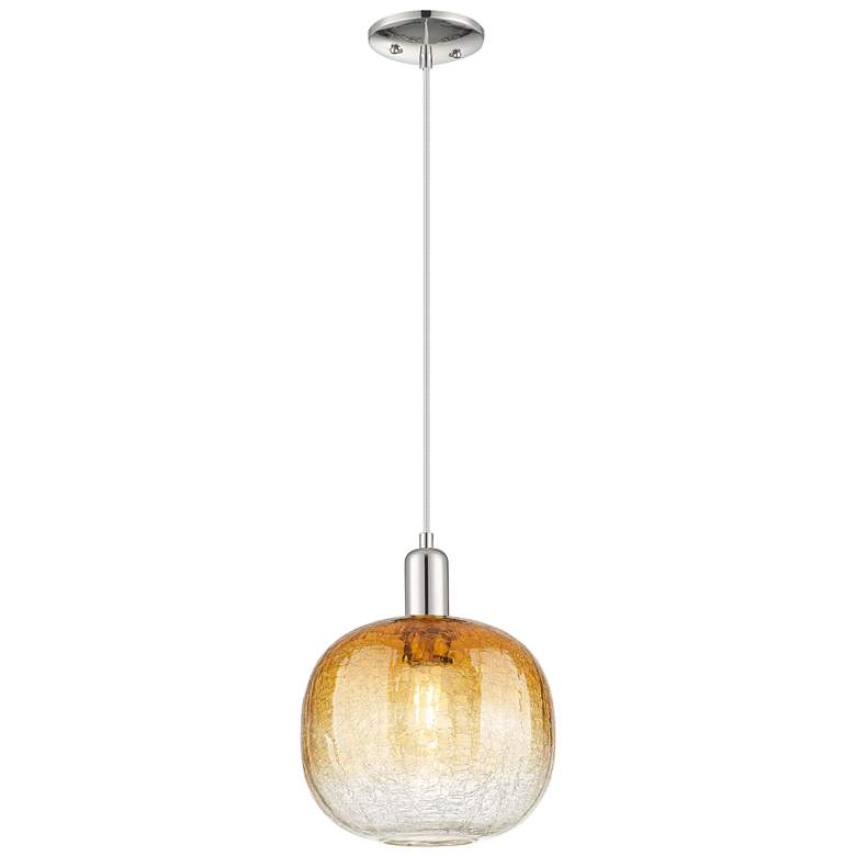 Image 1 Downtown Brookhaven Sphere 10"W Cord Nickel Pendant w/ Amber Shade
