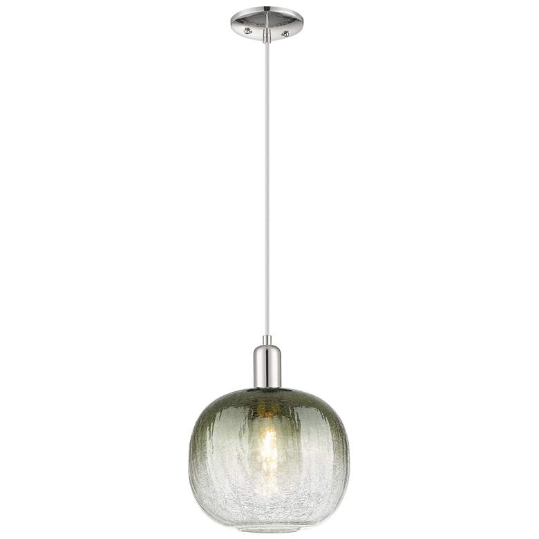 Image 1 Downtown Brookhaven Sphere 10"W Cord Nickel Pendant w/ Slate Shade
