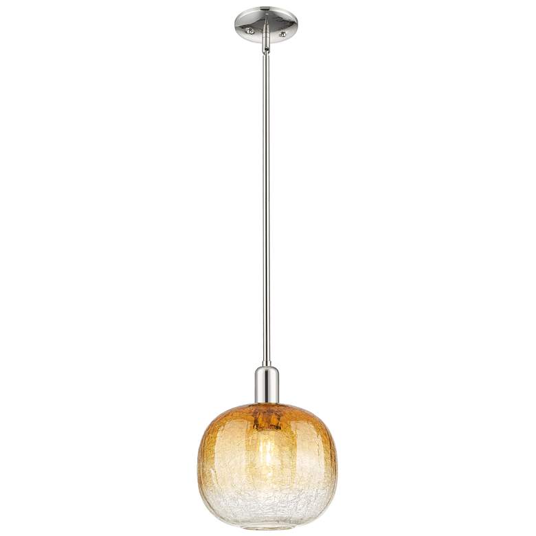 Image 1 Downtown Brookhaven Sphere 10"W Nickel Mini Pendant w/ Amber Shade