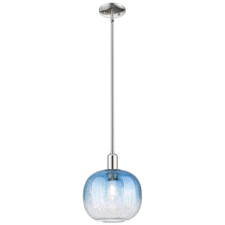 Image 1 Downtown Brookhaven Sphere 10"W Nickel Mini Pendant w/ Sapphire Shade