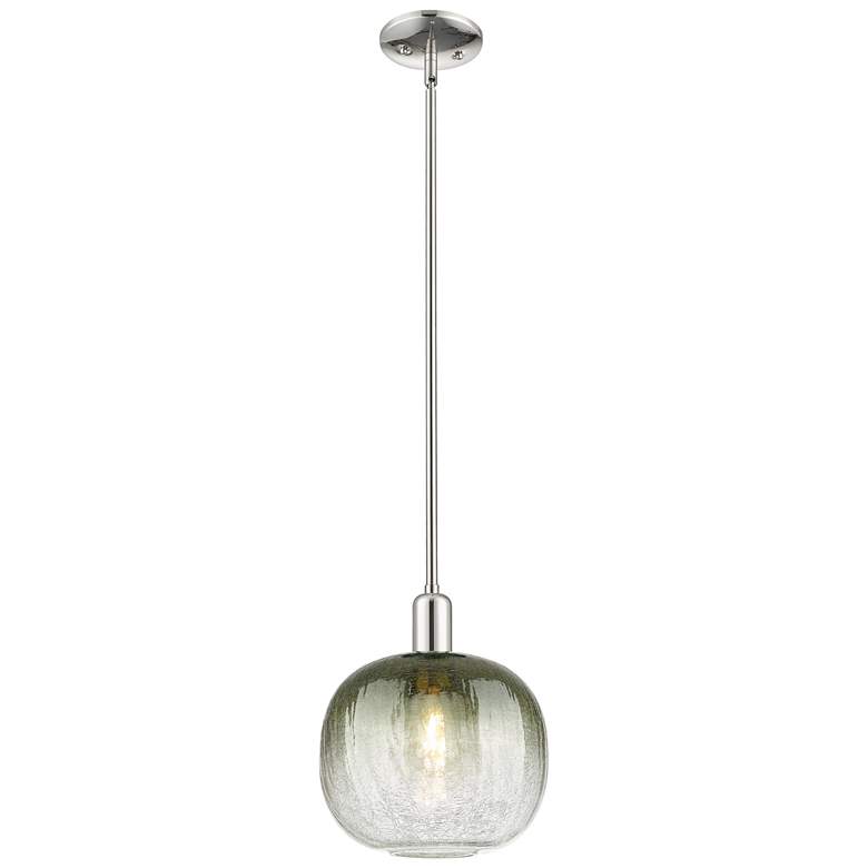 Image 1 Downtown Brookhaven Sphere 10"W Nickel Mini Pendant w/ Slate Shade