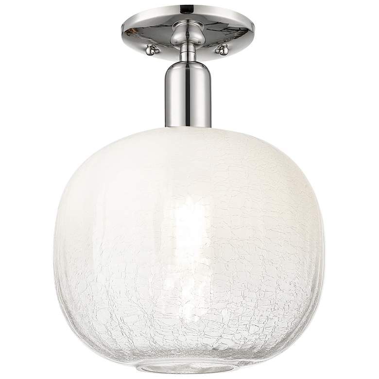 Image 1 Downtown Brookhaven Sphere 10"W Nickel Semi Flush Mount w/ Opal Shade