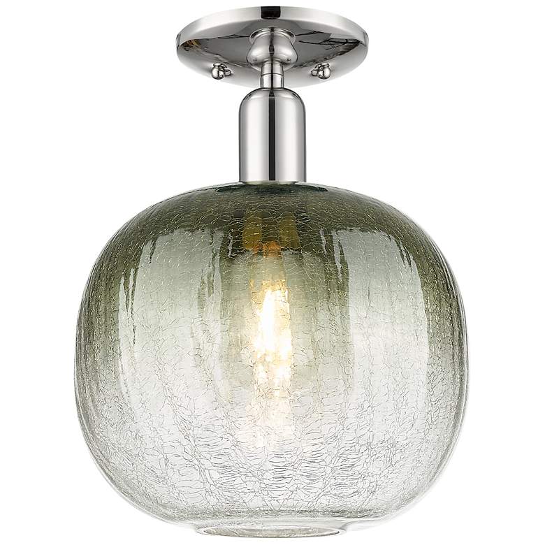Image 1 Downtown Brookhaven Sphere 10"W Nickel Semi Flush Mount w/ Slate Shade