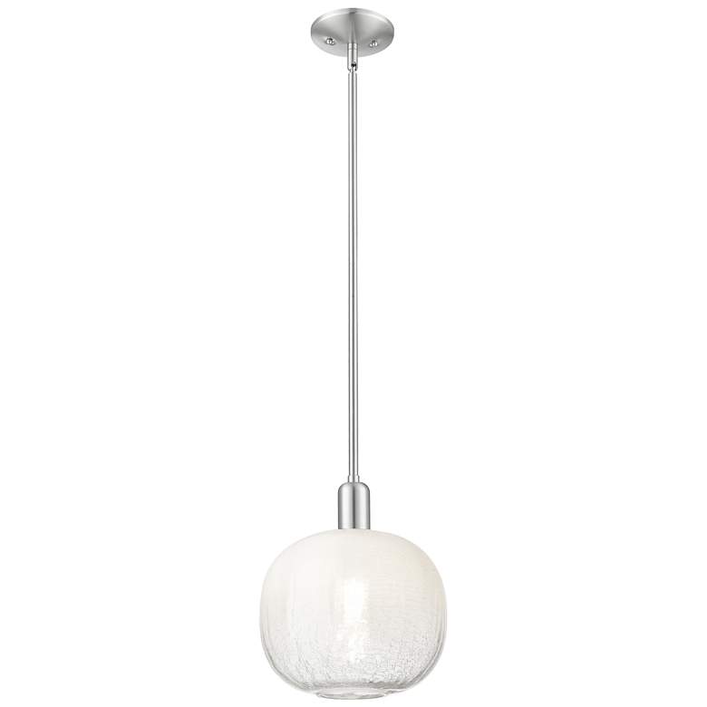 Image 1 Downtown Brookhaven Sphere 10"W Satin Nickel Pendant w/ Opal Shade