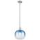Downtown Brookhaven Sphere 10"W Satin Nickel Pendant w/ Sapphire Shade