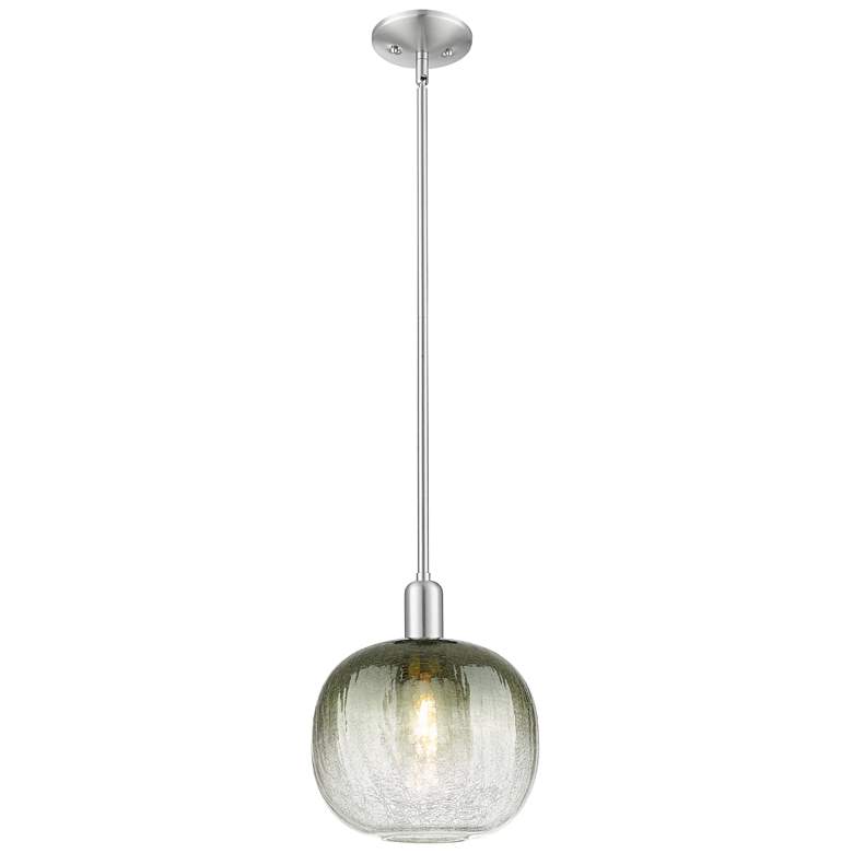 Image 1 Downtown Brookhaven Sphere 10"W Satin Nickel Pendant w/ Slate Shade
