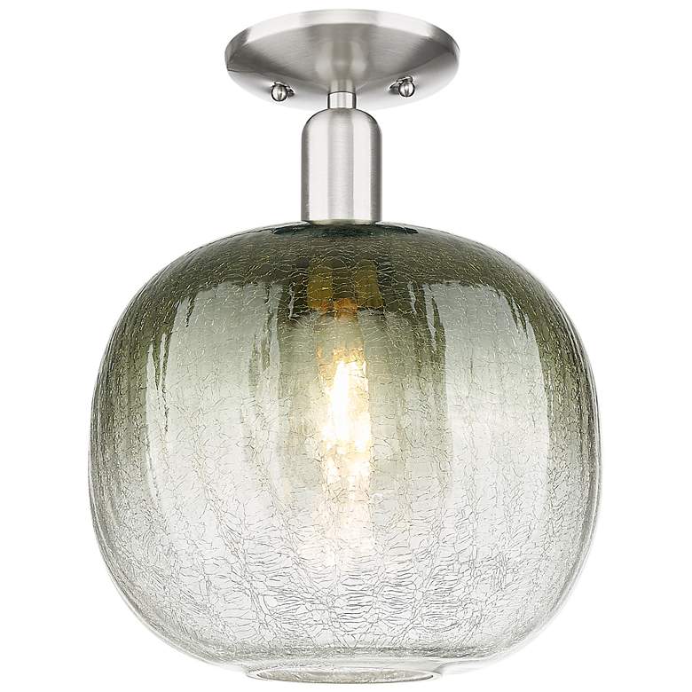 Image 1 Downtown Brookhaven Sphere 10"W Satin Nickel Semi-Flush w/ Slate Shade