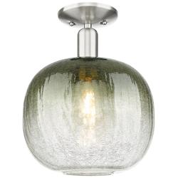 Downtown Brookhaven Sphere 10"W Satin Nickel Semi-Flush w/ Slate Shade