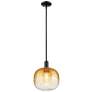 1_Downtown Brookhaven Sphere 10"W Stem Black Mini Pendant w/ Amber Shade