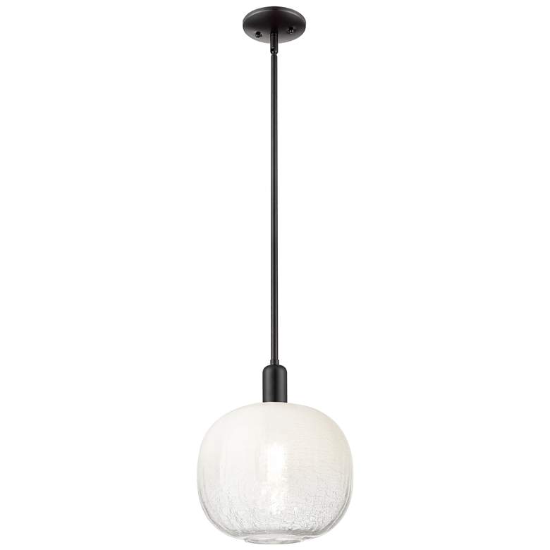Image 1 Downtown Brookhaven Sphere 10"W Stem Black Mini Pendant w/ Opal Shade