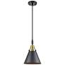 1_Downtown Caden Appalachian 8"W Cord Black Brass Pendant w/ Black Shade