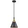 Downtown Caden Appalachian 8"W Cord Black Brass Pendant w/ Black Shade