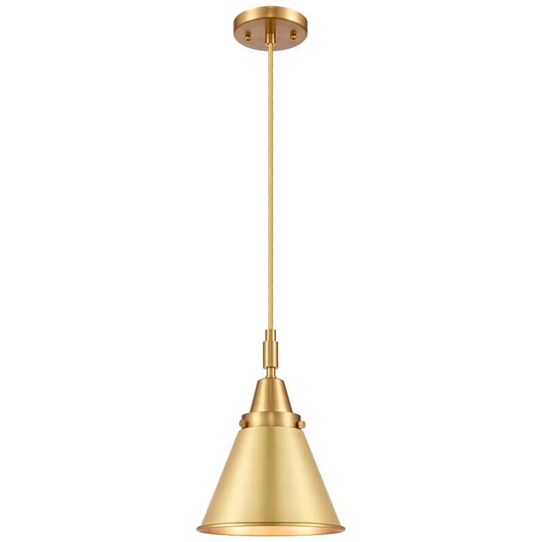 Image 1 Downtown Caden Appalachian 8"W Cord Satin Gold Pendant w/ Satin Gold Shade