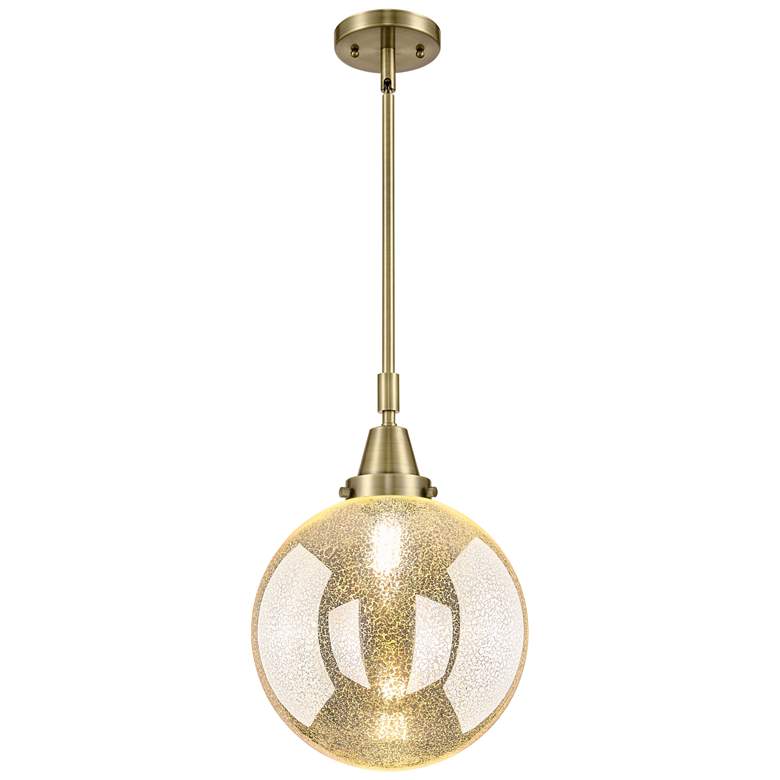 Image 1 Downtown Caden Beacon 10"W Antique Brass Pendant w/ Mercury Shade