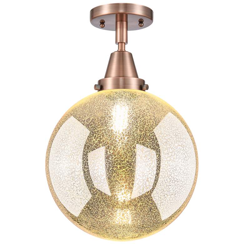 Image 1 Downtown Caden Beacon 10"W Antique Copper Flush Mount w/ Mercury Shade