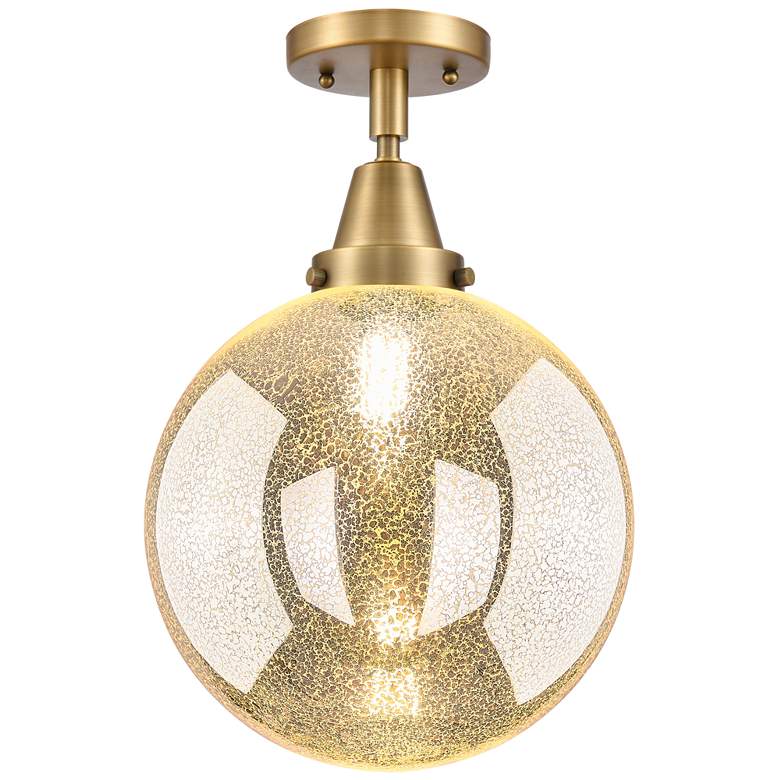 Image 1 Downtown Caden Beacon 10"W Brushed Brass Flush Mount w/ Mercury Shade