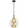 1_Downtown Caden Beacon 10"W Cord Black Brass Pendant w/ Mercury Shade