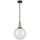 Downtown Caden Beacon 10"W Cord Black Brass Pendant w/ Seedy Shade