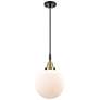 1_Downtown Caden Beacon 10"W Cord Black Brass Pendant w/ White Shade