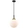 Downtown Caden Beacon 10"W Cord Black Brass Pendant w/ White Shade