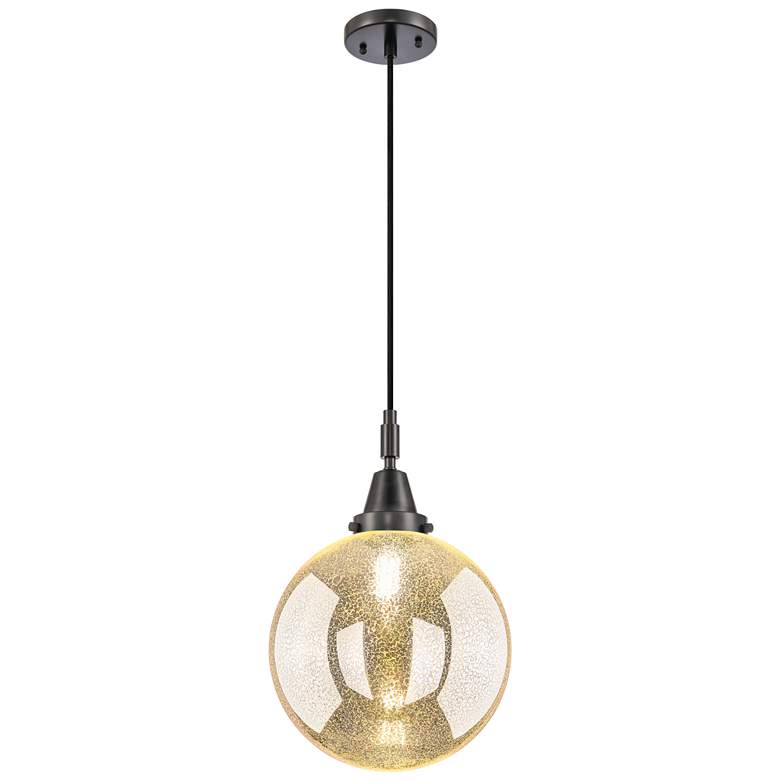 Image 1 Downtown Caden Beacon 10"W Cord Black Mini Pendant w/ Mercury Shade