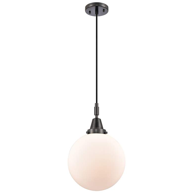 Image 1 Downtown Caden Beacon 10"W Cord Black Mini Pendant w/ White Shade