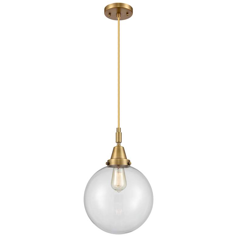 Image 1 Downtown Caden Beacon 10"W Cord Brass Mini Pendant w/ Clear Shade