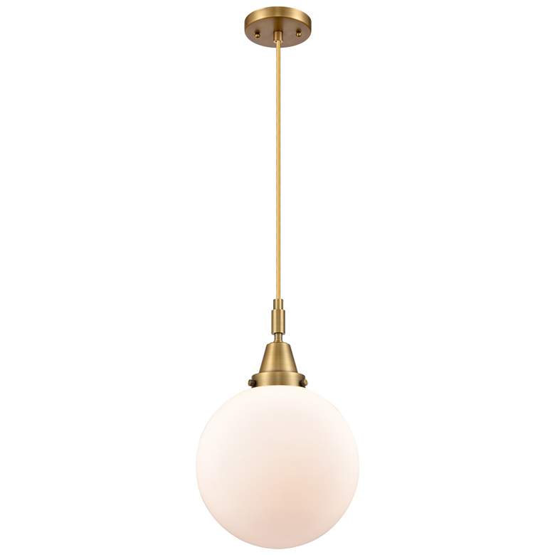 Image 1 Downtown Caden Beacon 10"W Cord Brass Mini Pendant w/ White Shade