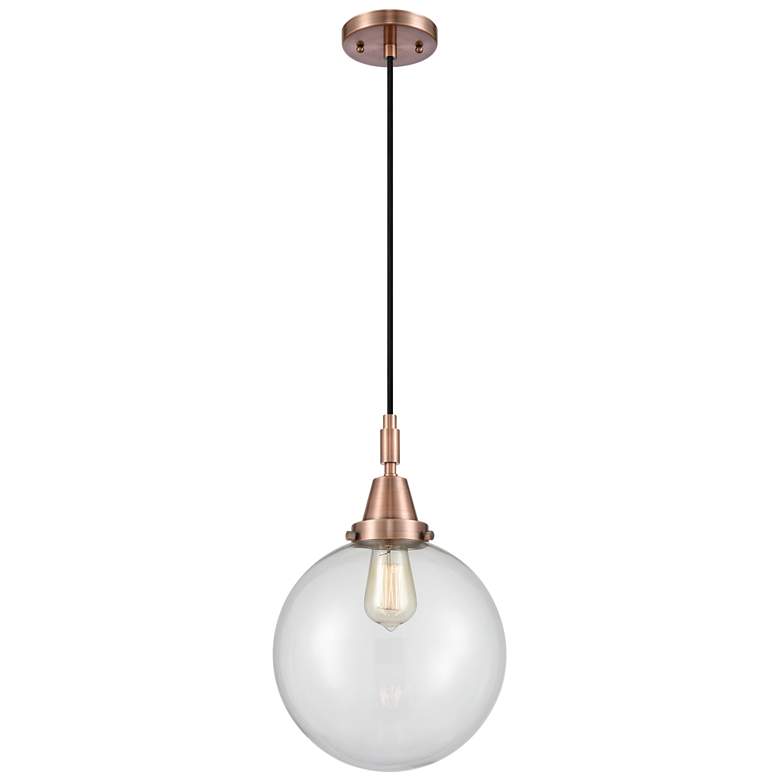 Image 1 Downtown Caden Beacon 10"W Cord Copper Mini Pendant w/ Clear Shade