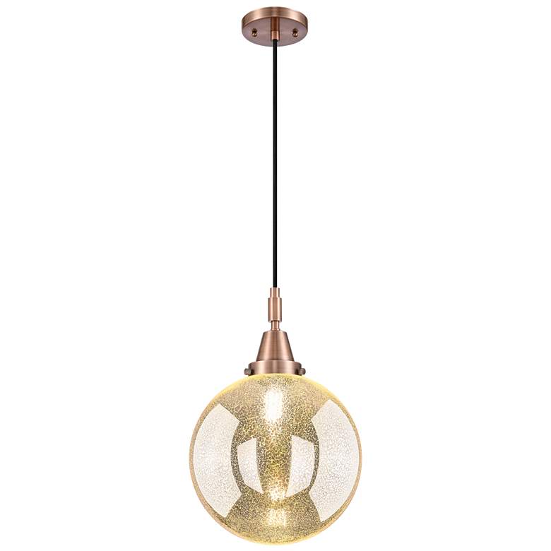 Image 1 Downtown Caden Beacon 10"W Cord Copper Mini Pendant w/ Mercury Shade