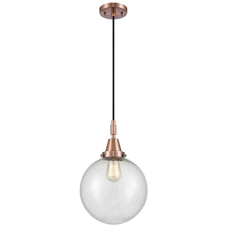 Image 1 Downtown Caden Beacon 10"W Cord Copper Mini Pendant w/ Seedy Shade