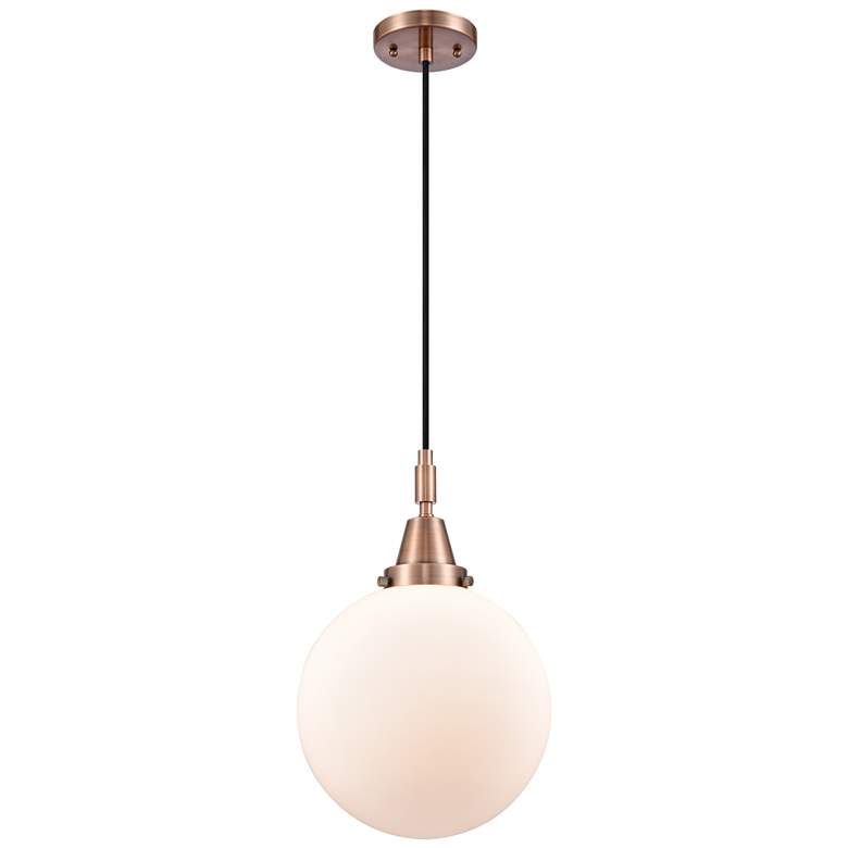 Image 1 Downtown Caden Beacon 10"W Cord Copper Mini Pendant w/ White Shade