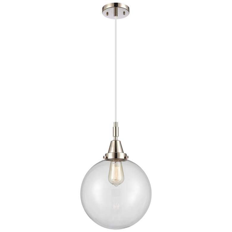 Image 1 Downtown Caden Beacon 10"W Cord Nickel Mini Pendant w/ Clear Shade