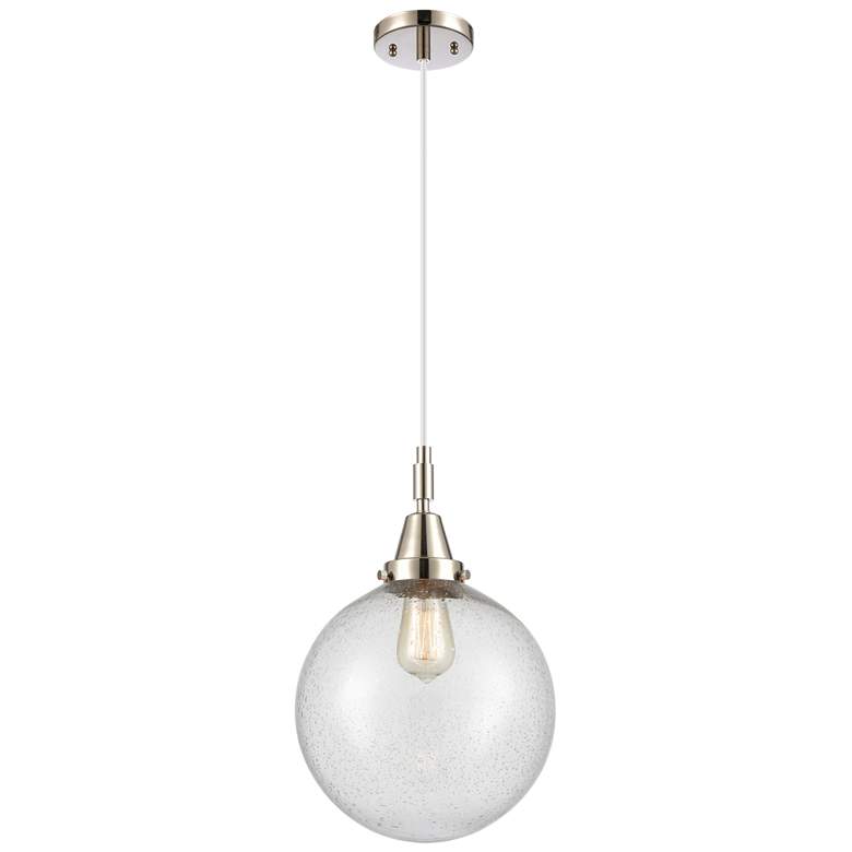 Image 1 Downtown Caden Beacon 10"W Cord Nickel Mini Pendant w/ Seedy Shade