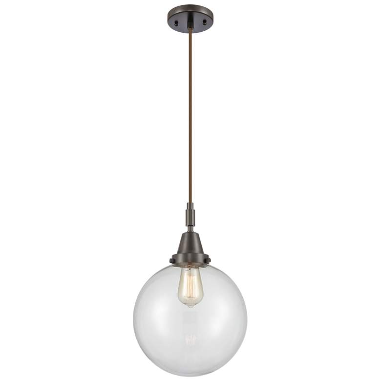 Image 1 Downtown Caden Beacon 10"W Cord Oiled Bronze Pendant w/ Clear Shade