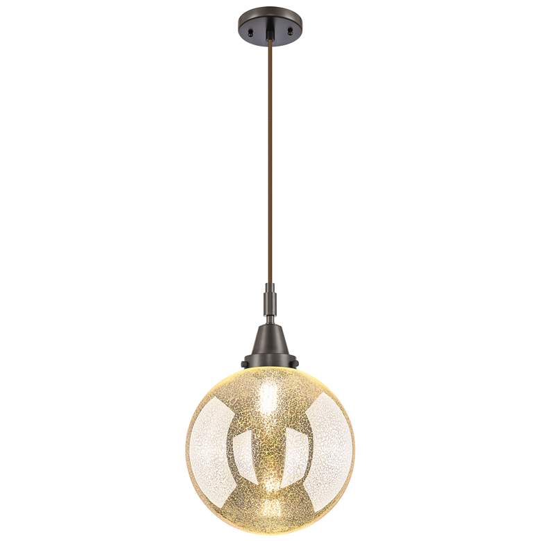 Image 1 Downtown Caden Beacon 10"W Cord Oiled Bronze Pendant w/ Mercury Shade