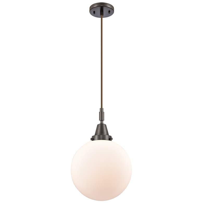 Image 1 Downtown Caden Beacon 10"W Cord Oiled Bronze Pendant w/ White Shade