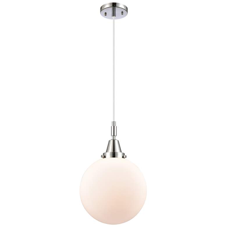 Image 1 Downtown Caden Beacon 10"W Cord Polished Chrome Pendant w/ White Shade