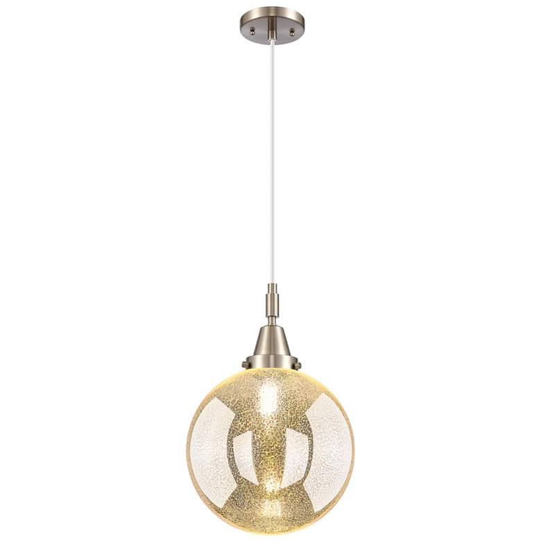 Image 1 Downtown Caden Beacon 10"W Cord Satin Nickel Pendant w/ Mercury Shade