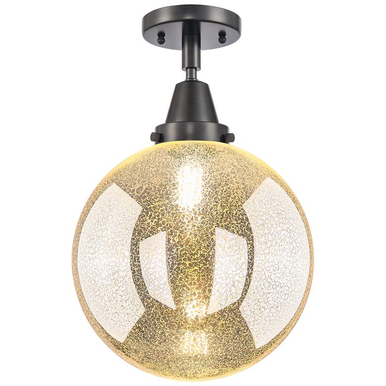 Image 1 Downtown Caden Beacon 10"W Matte Black Flush Mount w/ Mercury Shade