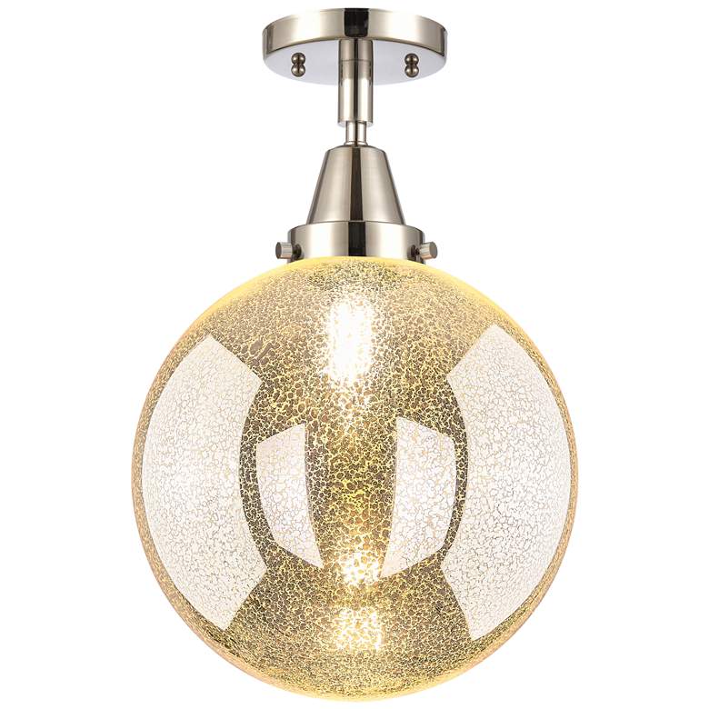 Image 1 Downtown Caden Beacon 10"W Nickel Flush Mount w/ Mercury Shade