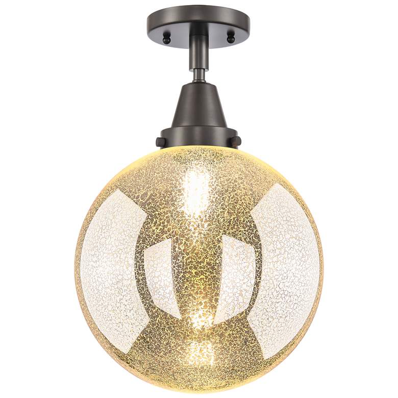Image 1 Downtown Caden Beacon 10"W Oiled Bronze Flush Mount w/ Mercury Shade