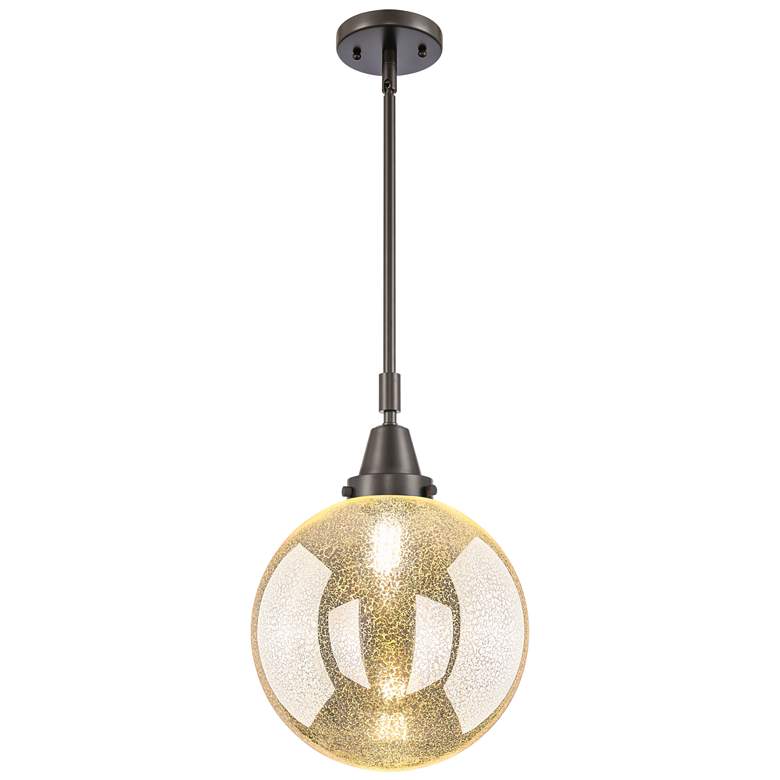 Image 1 Downtown Caden Beacon 10"W Oiled Bronze Mini Pendant w/ Mercury Shade