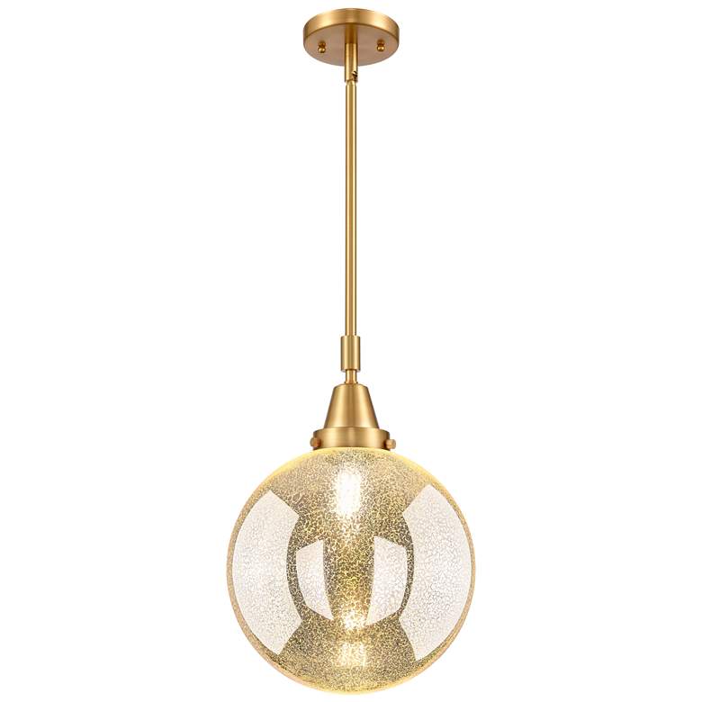 Image 1 Downtown Caden Beacon 10"W Satin Gold Mini Pendant w/ Mercury Shade