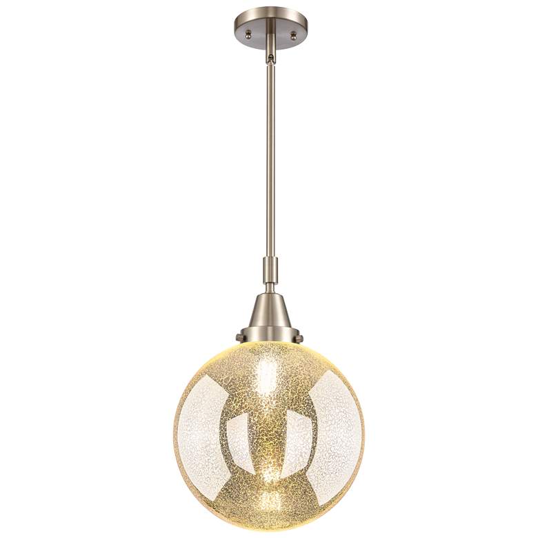 Image 1 Downtown Caden Beacon 10"W Satin Nickel Mini Pendant w/ Mercury Shade