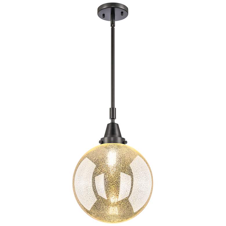Image 1 Downtown Caden Beacon 10"W Stem Black Mini Pendant w/ Mercury Shade