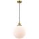 Downtown Caden Beacon 12"W Cord Antique Brass Pendant w/ White Shade