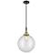Downtown Caden Beacon 12"W Cord Black Brass Pendant w/ Clear Shade