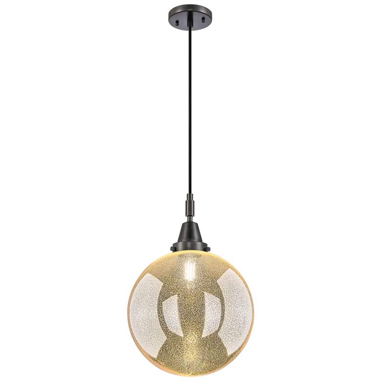 Image 1 Downtown Caden Beacon 12"W Cord Black Mini Pendant w/ Mercury Shade