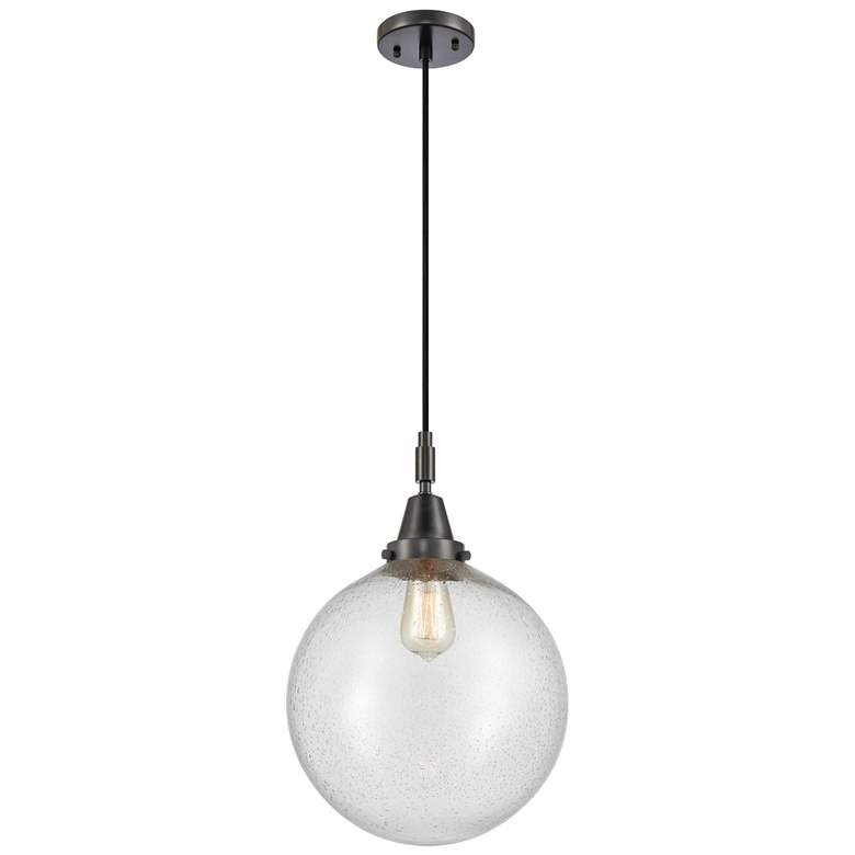 Image 1 Downtown Caden Beacon 12"W Cord Black Mini Pendant w/ Seedy Shade
